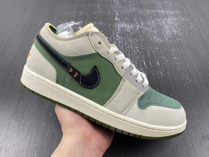 air jordan 1 low se craft "light olive" fd6819-300