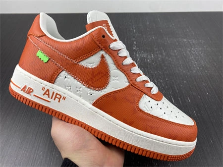 ZipUp Luis Vitton Nike Air Force 1 Low By Virgil Abloh White Orange 5140